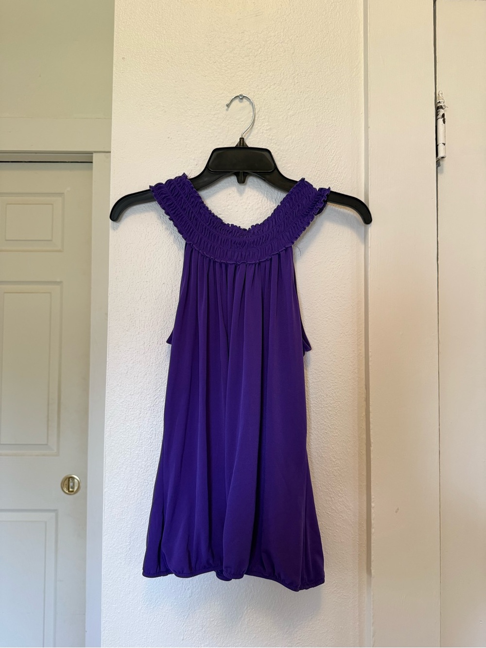 The Limited Purple Smocked Halter Tank Top